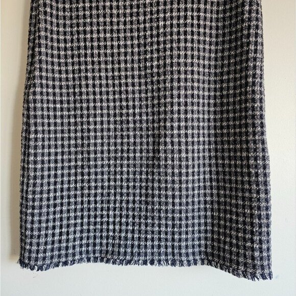 MAXMARA WEEKEND Gingham Tweed Plaid Checked Fringe Hem Shift Dress Sleeveless 6 - Picture 4 of 12